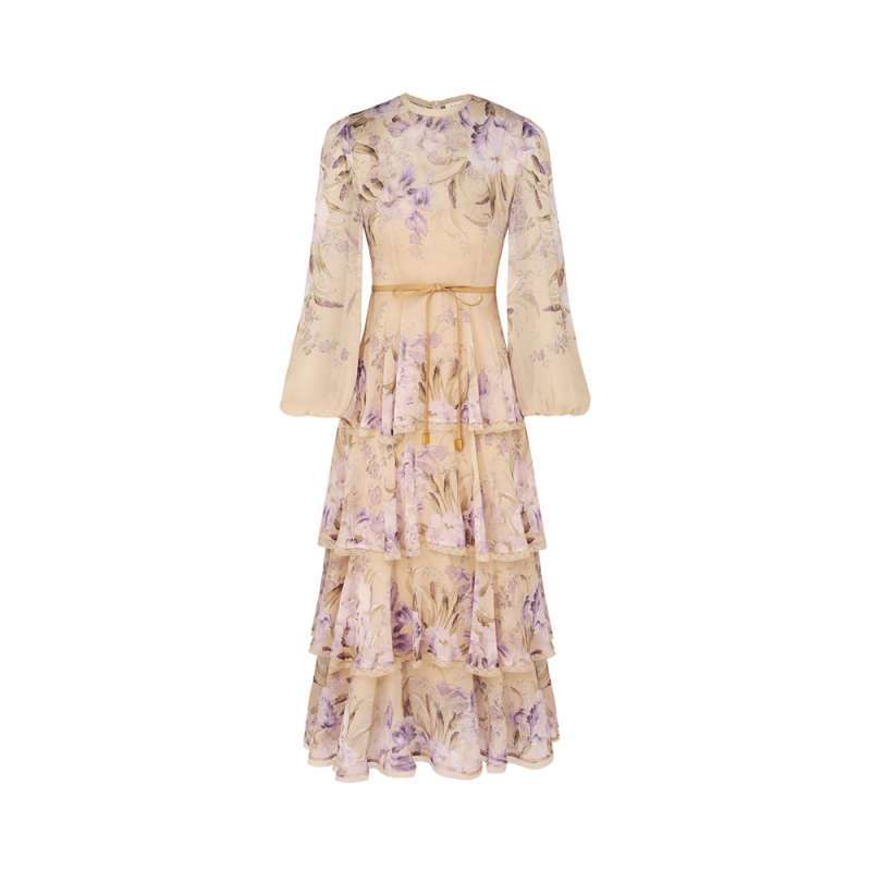 Promo Zimmermann Eden Lace Edge Midi Dress Natural Iris