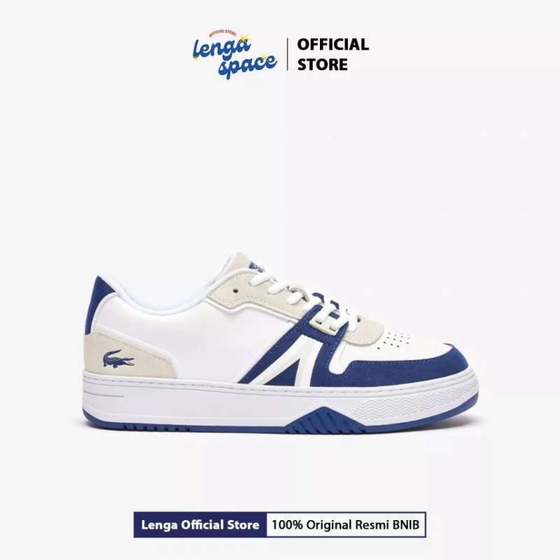 Sepatu Sneakers Pria Lacoste L001 Leather White/Blue (47SMA0057) Original
