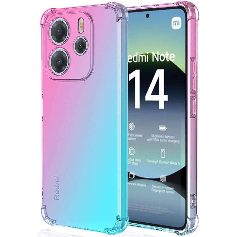 Shock Gradient Case Xiaomi RedMi Note 14 4G Rainbow transparant TPU Clear  Soft Cover Anti Crack Shock Proof Premium Casing
