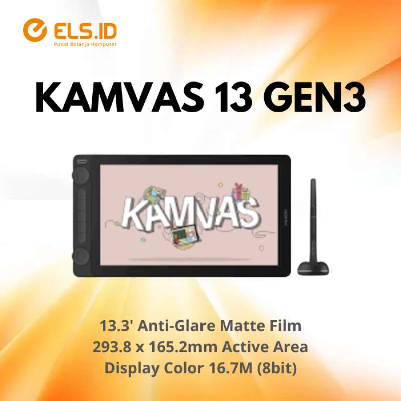 Huion Kamvas 13 Gen3 Drawing Tablet dengan Layar Anti-Glare 13.3, Cocok untuk Desainer dengan Pen Pentech 4.0 dan 120% sRGB untuk Sketsa Kreatif