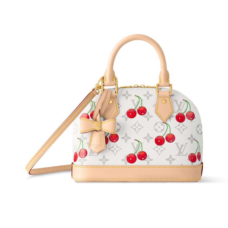 Louis Vuitton TM Alma BB Monogram Cherry Coated Canvas White