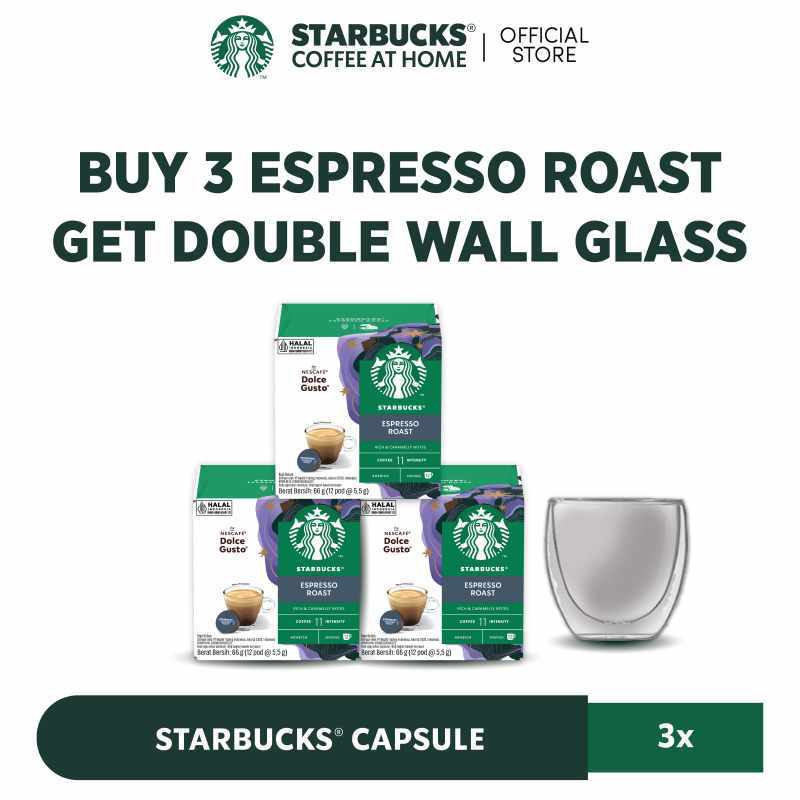 STARBUCKS by NESCAFÉ Dolce Gusto Bundle Box Kapsul Kopi FREE Doubelwall  Glass 250ml Paket Hemat Kopi Kapsul