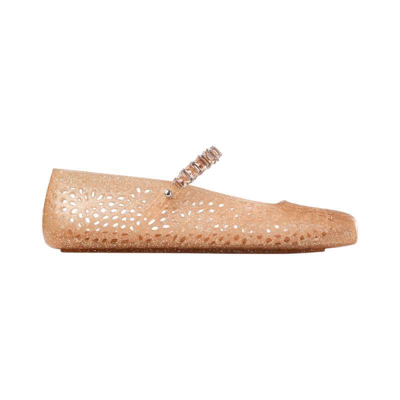 Jimmy Choo The Jelly Ballerina Flats with Crystal Embellishment Light  Toffee/Silver Mix