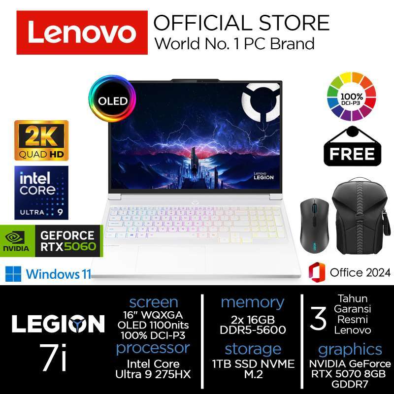 Jual Lenovo Legion 7i Ultra 9 275hx Rtx5070 1tb Ssd 32gb Wqxga