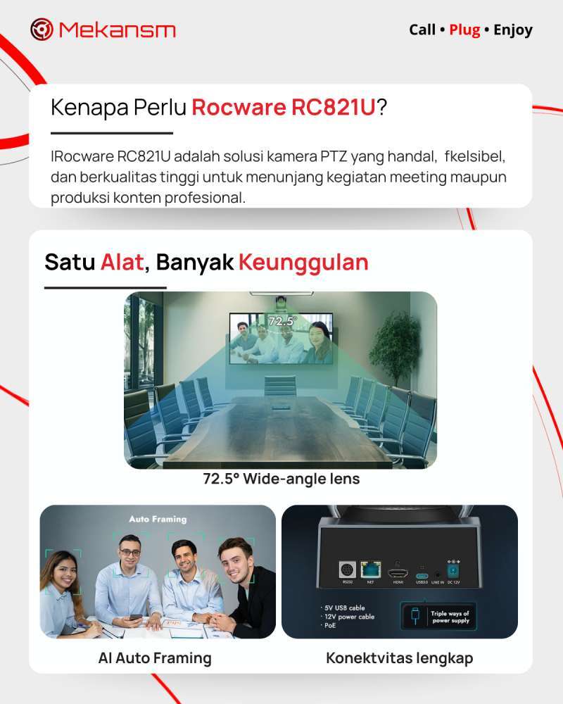 Jual Rocware Rc821u - Ptz Tracking Camera 1080p 60fps Optical Zoom 12x ...