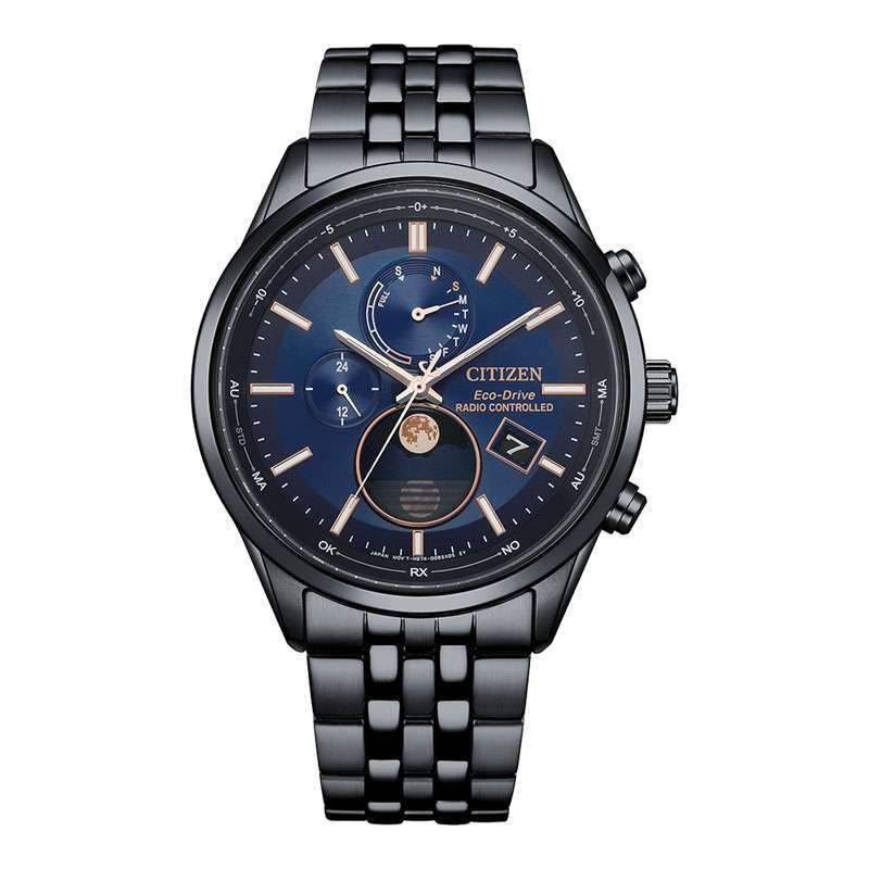 Jam Tangan Pria Citizen Eco Drive BY1035-56L Men Perpetual Calendar Blue  Dial Black Stainless Steel Strap
