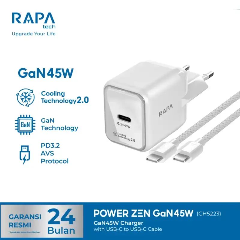 Jual [ Charger For iPhone 17] Rapatech Power Zen Gan 45W With Avs ...