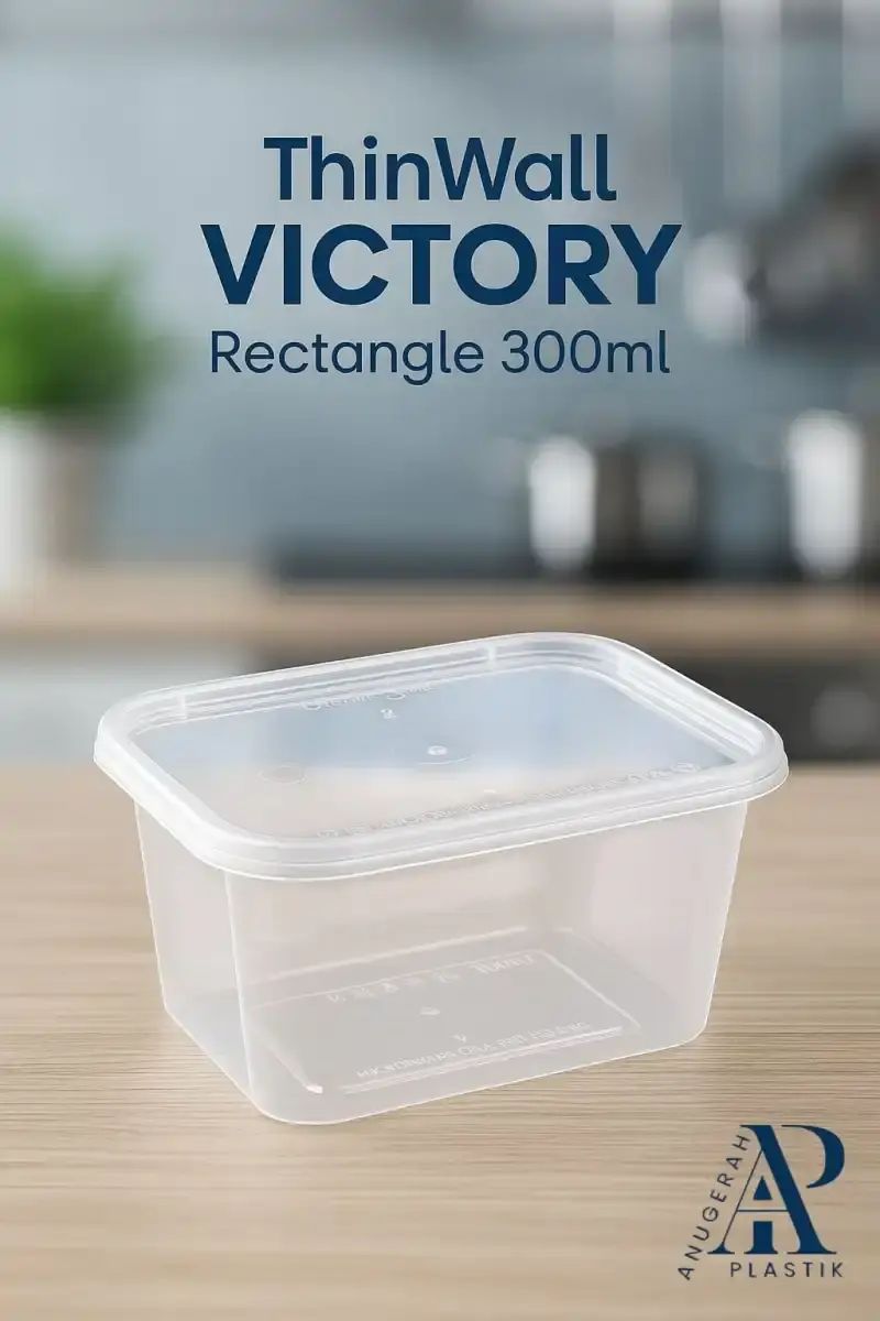Jual Thinwall 300 Ml Rectangle + Tutup Merek Victory Harga 1 Roll Isi ...