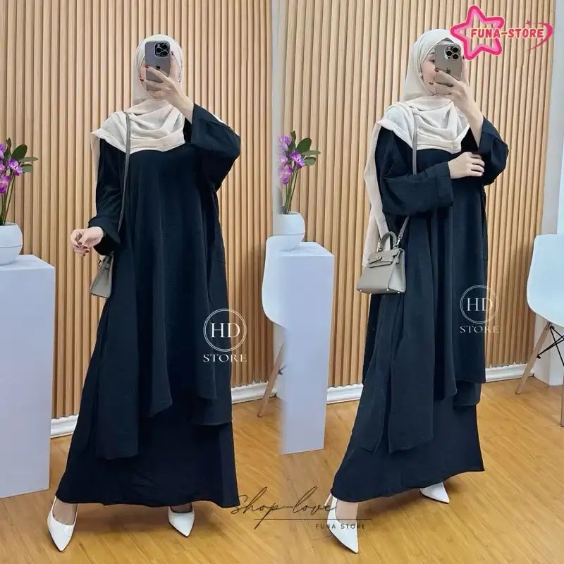 Promo [promo Funa] Set Noor Abaya Lesti Tunik Melayu Gamis Malaysia ...