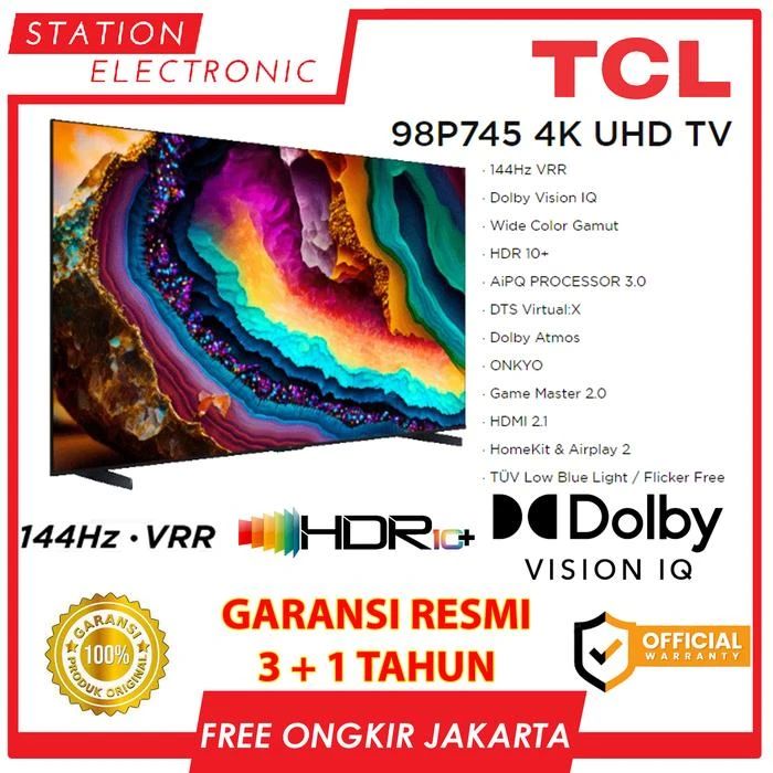 Jual Tcl 98p745 4k Uhd Smart P745 98 Inch Google Tv Vrr 144hz Dolby ...