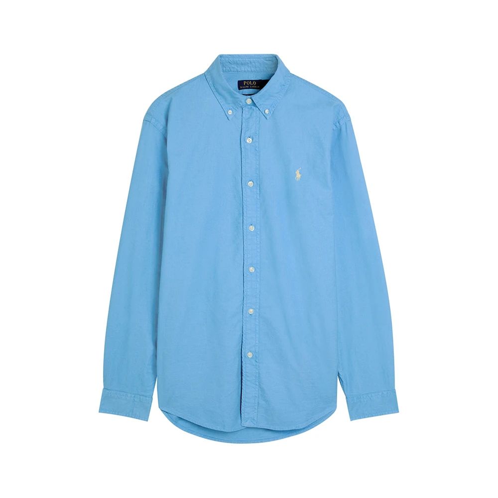 Promo Polo Ralph Lauren Garment Dyed Oxford Shirt Blue Diskon 27% Di ...