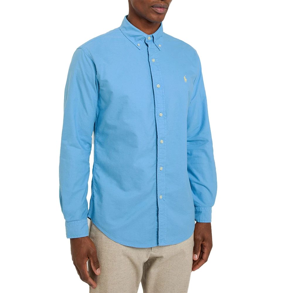 Promo Polo Ralph Lauren Garment Dyed Oxford Shirt Blue Diskon 27% Di ...