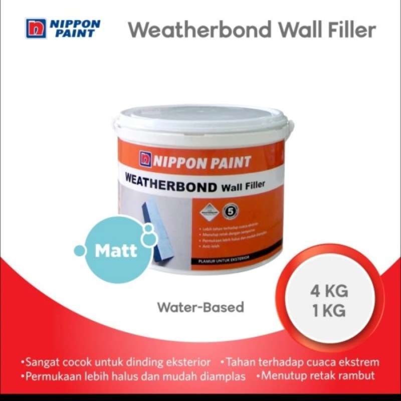 Promo plamir dempul outdoor weatherbond wall filler nippon paint 4kg