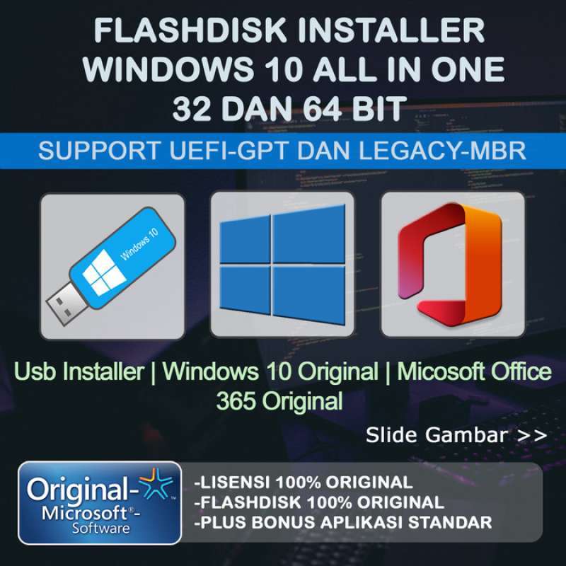 Promo USB Flashdisk Installer WIN 10 Support UEFIGPT Dan LEGACYMBR