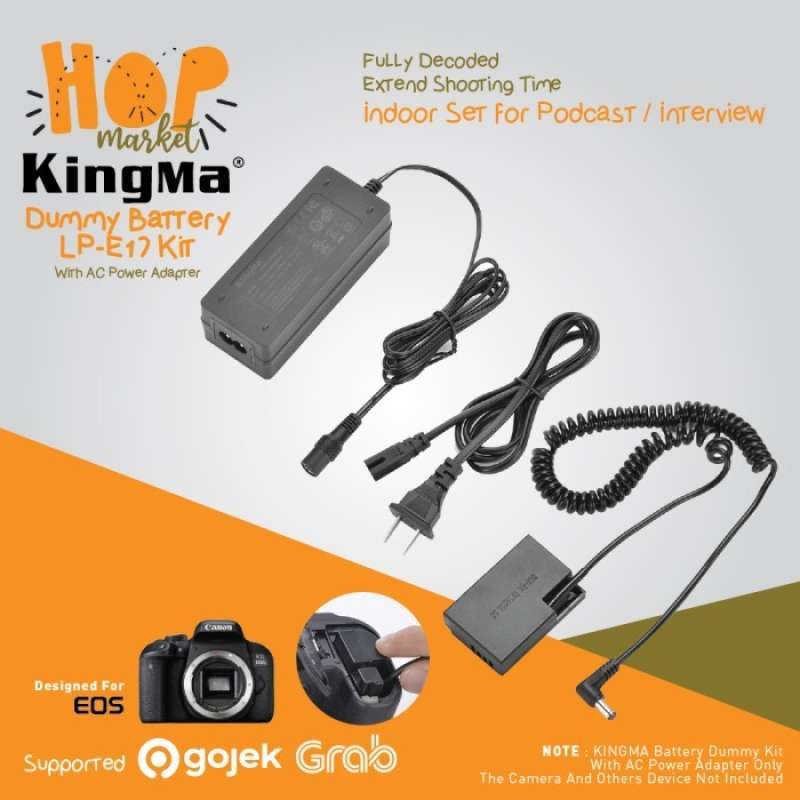 Promo Kingma Dummy Battery Kit LpE17 Indoor With Ac Power Supply