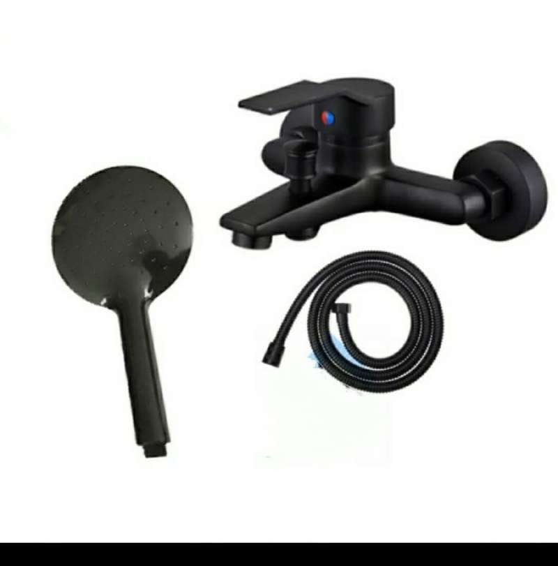 Promo Kran Bathtub Hot Cold Stainless Hitam 1007H-Keran Shower Panas