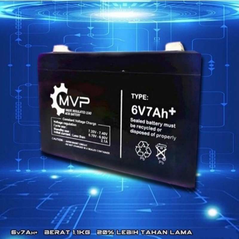 Promo Baterai Aki 6v 7AH MVP Valve Regulated Lead Acid Diskon 23% di