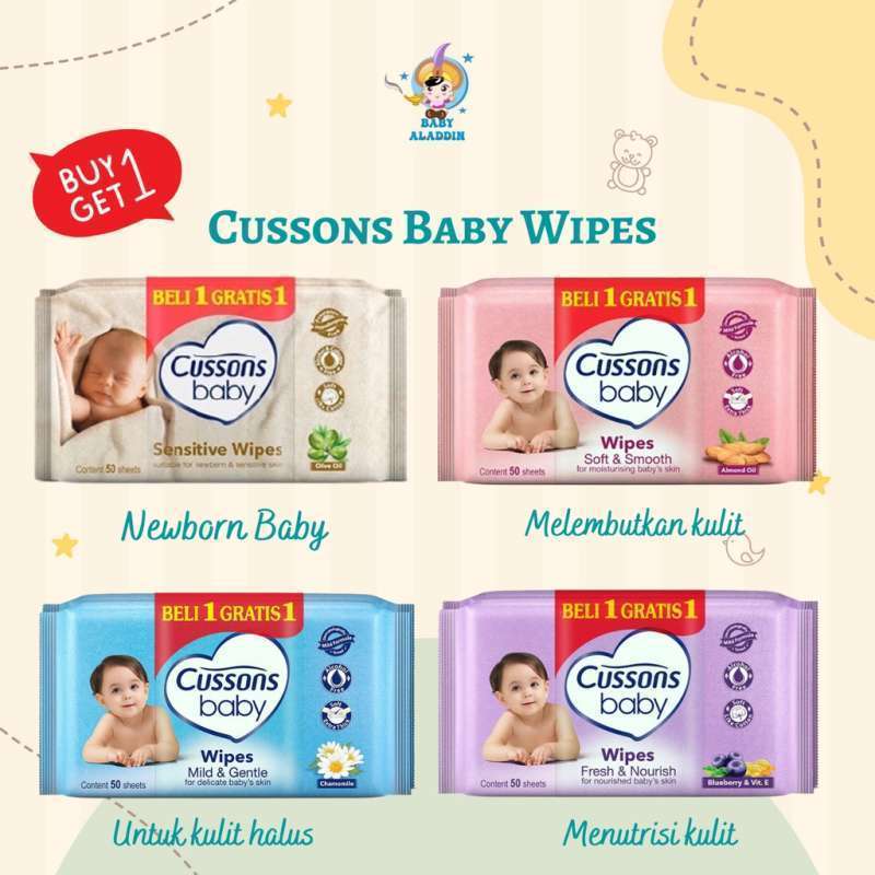 Jual Cussons Baby Wipes 50's (beli 1 Gratis 1) / Cussons Tisu Basah