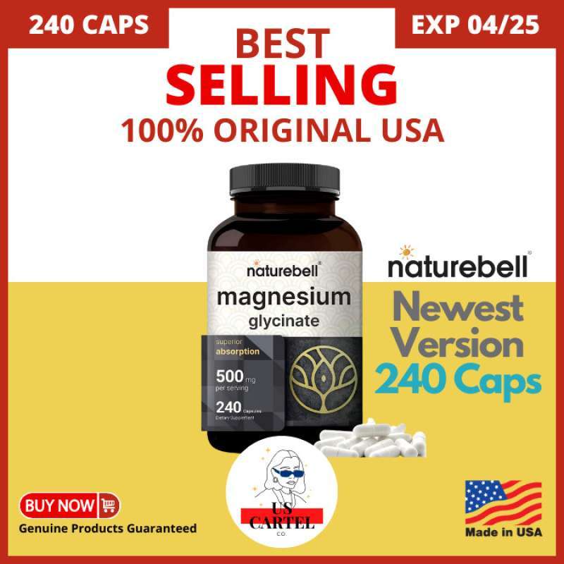 Promo Naturebell Magnesium Glycinate 500Mg 180 Capsules Diskon 23 di