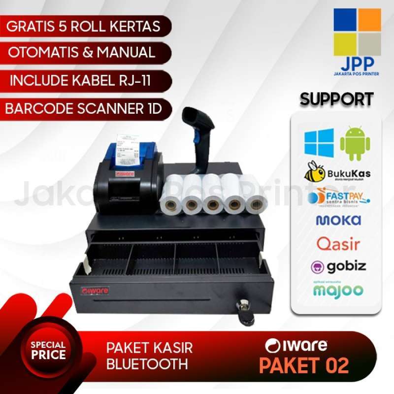Promo PAKET KASIR ANDROID BLUETOOTH ( CASH DRAWER + PRINTER +SCANNER