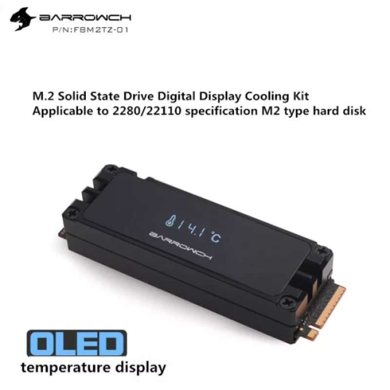 Jual Barrowch Nvme M.2 Ssd Heatsink Digital Oled Temperature Display ...