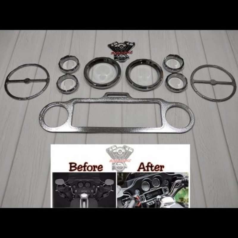 Promo Bezel gauge speedometer radio trim Harley touring chrome Diskon