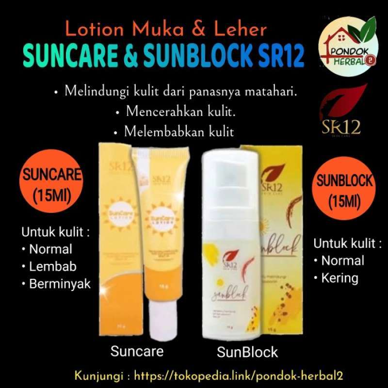 Jual sun care lotion sr12 pelindung panas terbaik untuk muka dan kulit di Seller Zebaa Shop