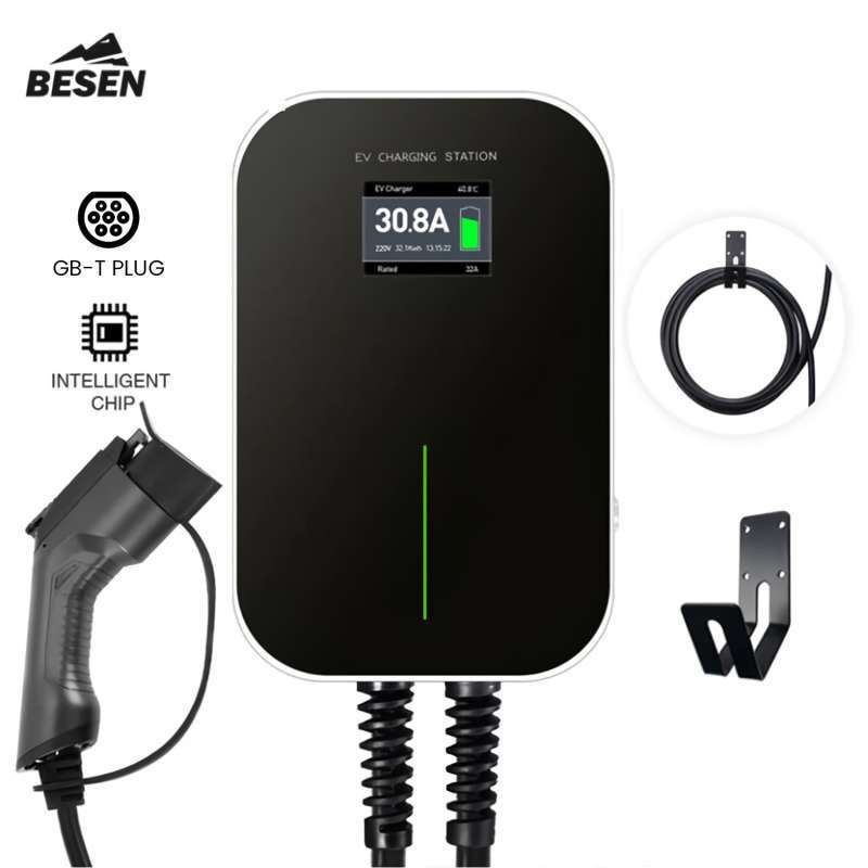 Wallbox 7kw Level 2 Fast Charging Station EV Wall Charger 32A Wall Mount EV Charger With Socket