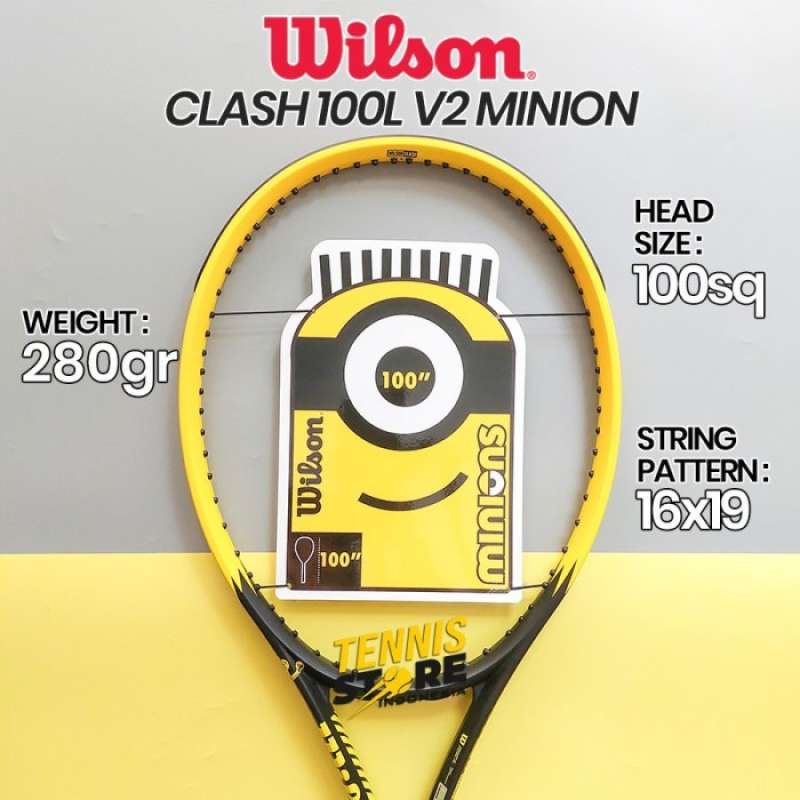 Jual Raket Tenis Wilson Clash V2 V 2 100 sq / 295 gr Minion Minions di ...