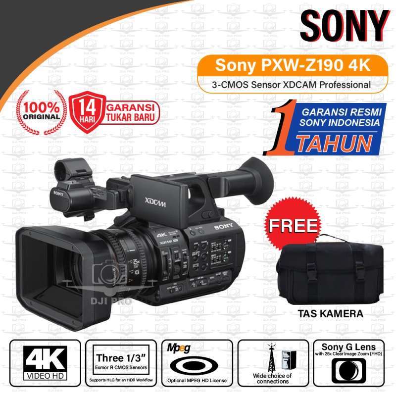 Jual Camcorder Sony PXWZ190 4K 3CMOS Sensor XDCAM Professional Resmi