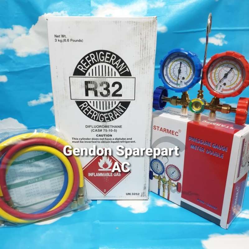 Promo Paket isi freon ac sendiri R32 isi 3kg tabung kecil double