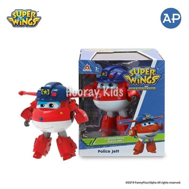 Super Wings Transformable Toys, 5 in Jett Airplane Transforming Figures Toys, 2 in 1 Mode Rescue