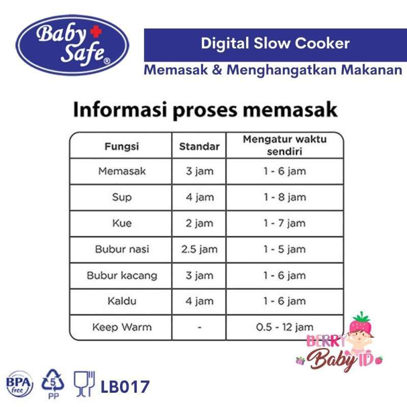 Promo Baby Safe Slow Cooker Digital Food Maker Perlengkapan Mpasi Bayi