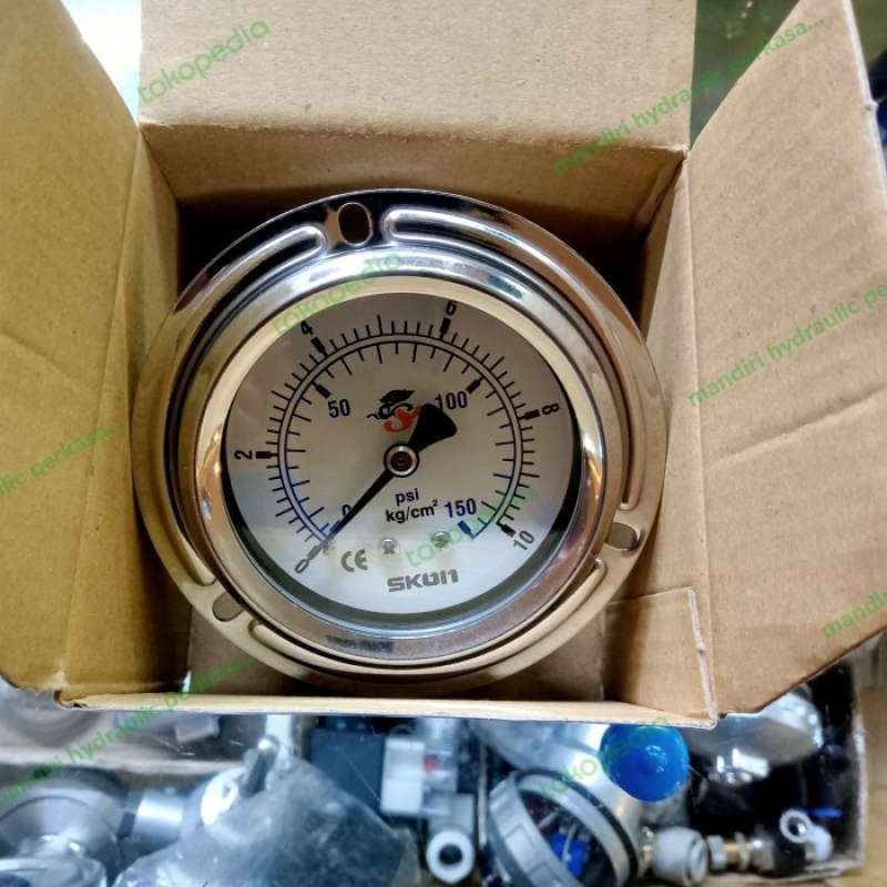 Promo pressure gauge 2.5 inch drat 1/4 npt 10kg/bar skun Diskon 23 di
