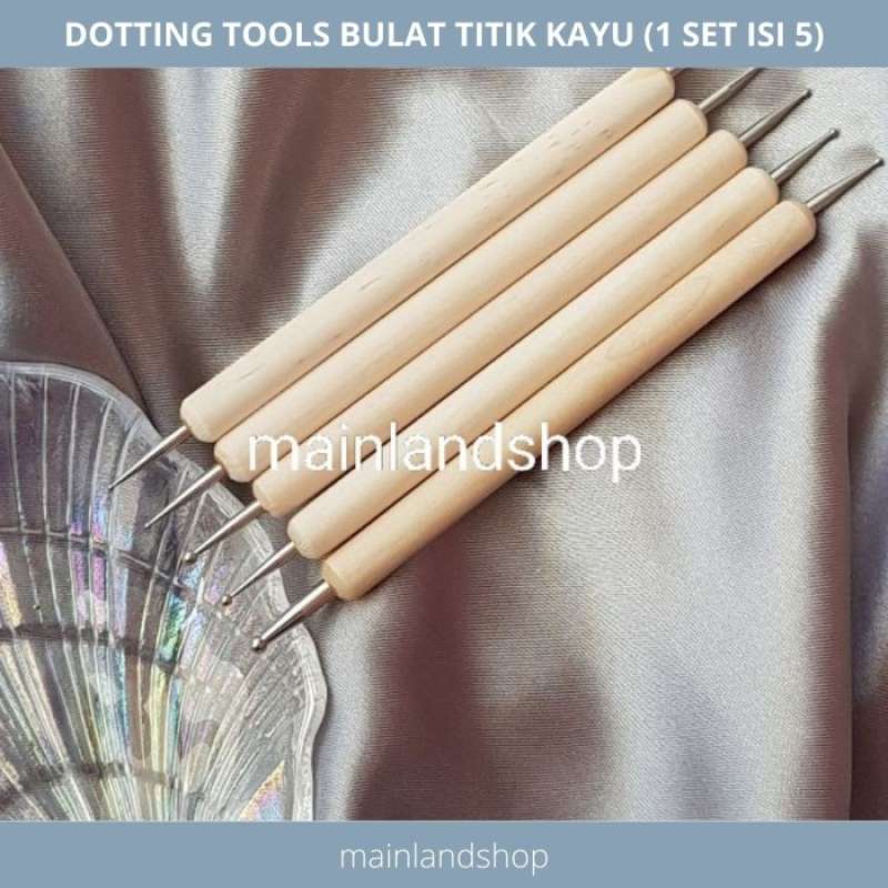 Jual (1 set isi 5) dotting tools alat nail art lukis kuku bulat titik kayu di Seller Supermart