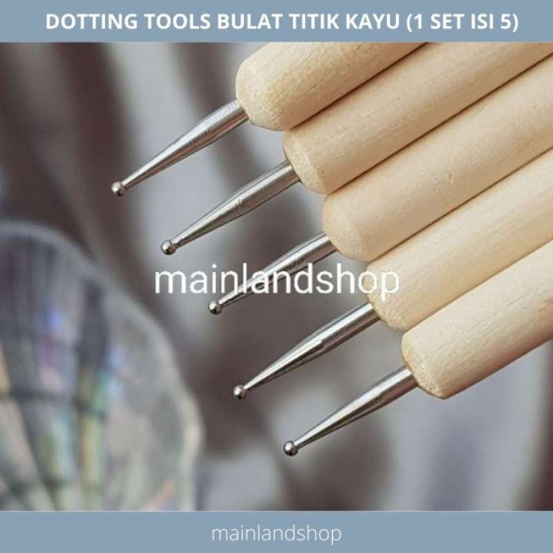 Jual (1 set isi 5) dotting tools alat nail art lukis kuku bulat titik kayu di Seller Supermart