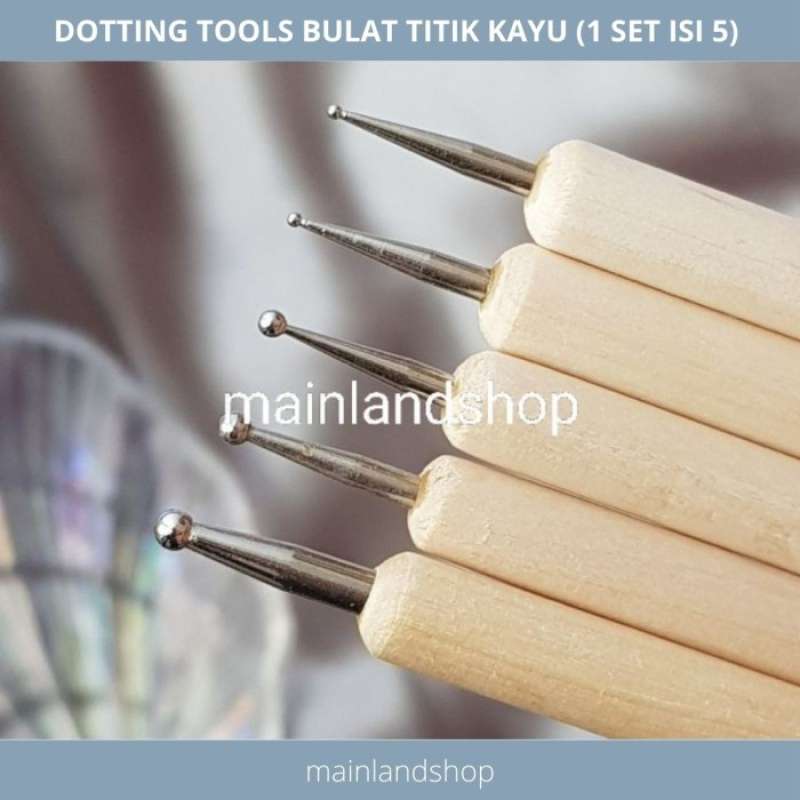 Jual (1 set isi 5) dotting tools alat nail art lukis kuku bulat titik kayu di Seller Supermart