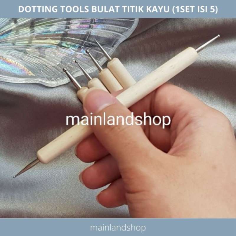 Jual (1 set isi 5) dotting tools alat nail art lukis kuku bulat titik kayu di Seller Supermart