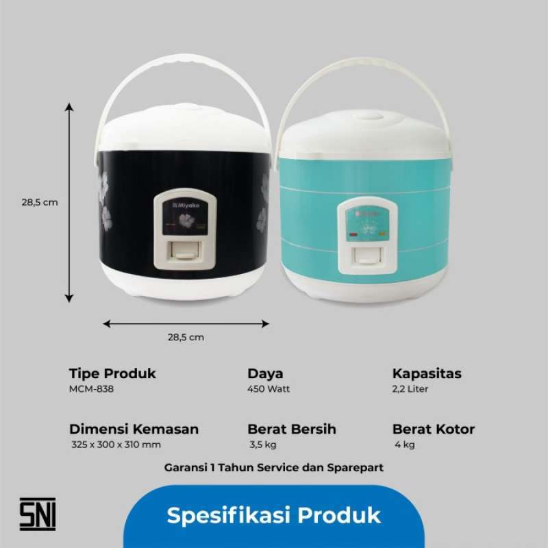 Promo Miyako Magic Com Rice Cooker 2.2L 3In1 - Mcm 838 Miyako Terbaik ...