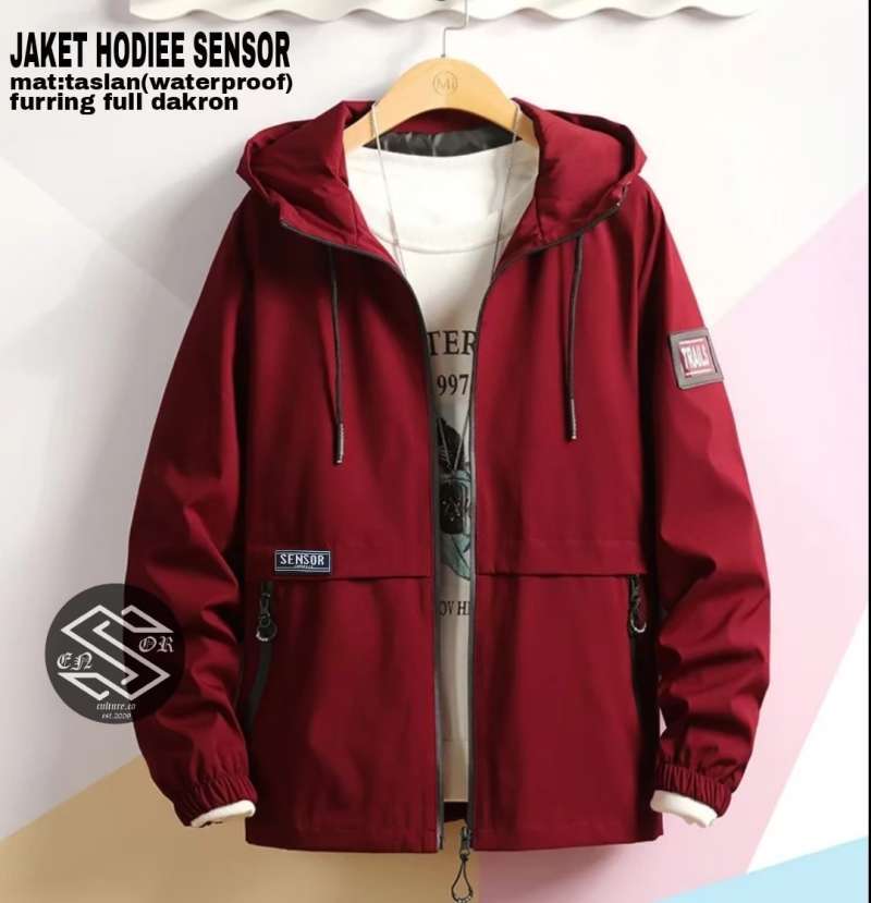 Jaket Pria Hoodie Waterproof Sensor Original