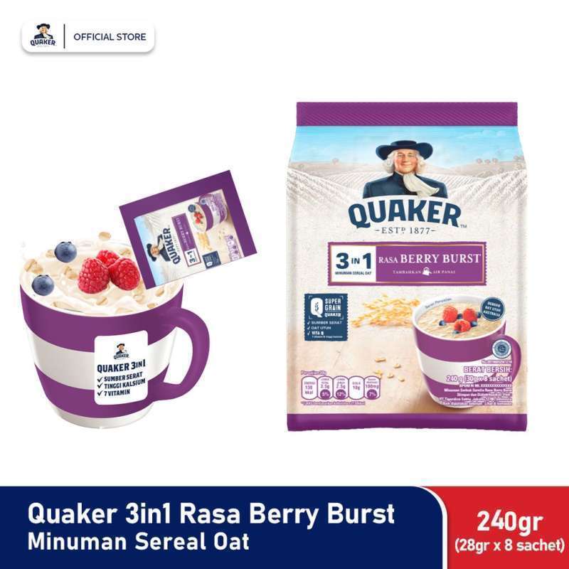 Promo Beli Quaker 3in1 Chocolate dan Berryburst [224 g x 2 Pcs] FREE ...