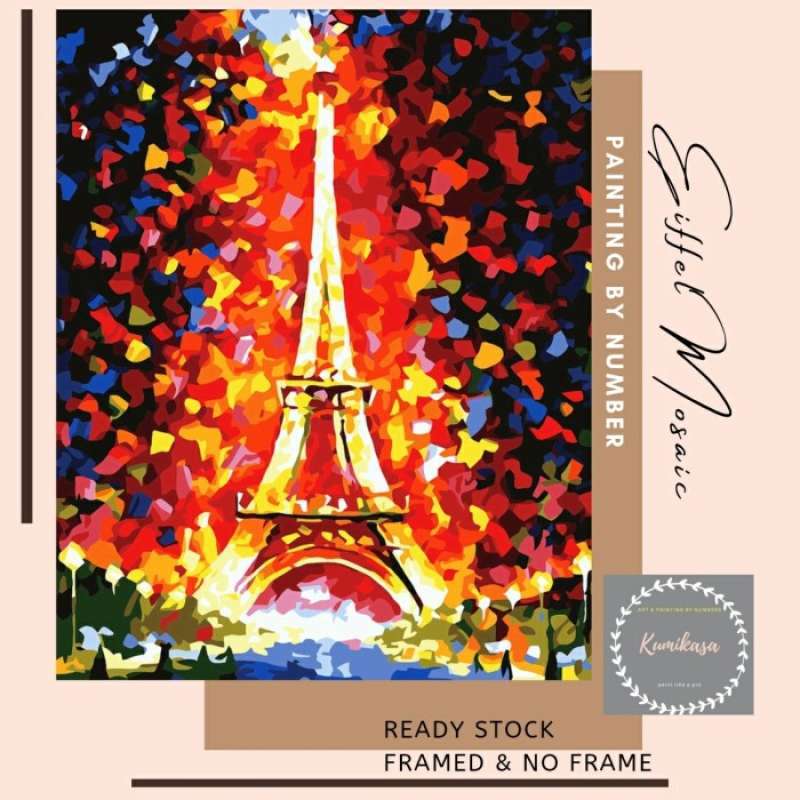 Promo Diy Painting By Number 50x40cm Kerajinan Tangan Lukisan Eiffel Mosaic Diskon 33 Di Seller