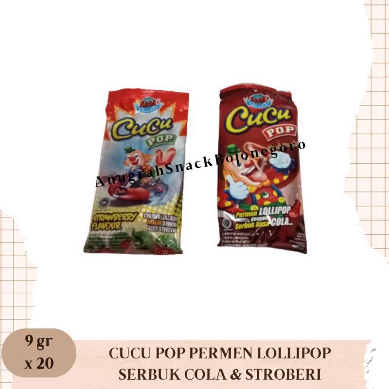 Jual Cucu Pop Permen Lollipop Dengan Serbuk Rasa Cola & Stroberi ...