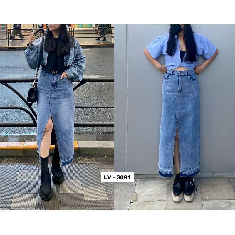 Jual Bw165 Queenstreet Highwaist Slit Rok Denim Midi Skirt Soft Jeans Rok Span Wanita Korean Style Kekinian Premium Di Seller Queenstreetstore Ploso Kota Surabaya Blibli