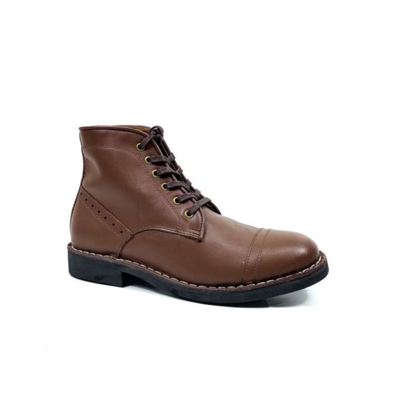 Jual M&t Sepatu Boots Pria Retro Horus Brown Premium Cow Leather
