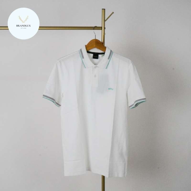 HUGO BOSS Slim Fit Paul Curved Logo Polo Shirt White 100% Authentic