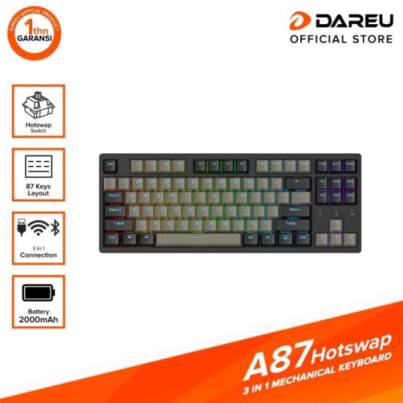 Promo Dareu A87 Black Gray Hotswap Wireless RGB Mechanical Keyboard ...