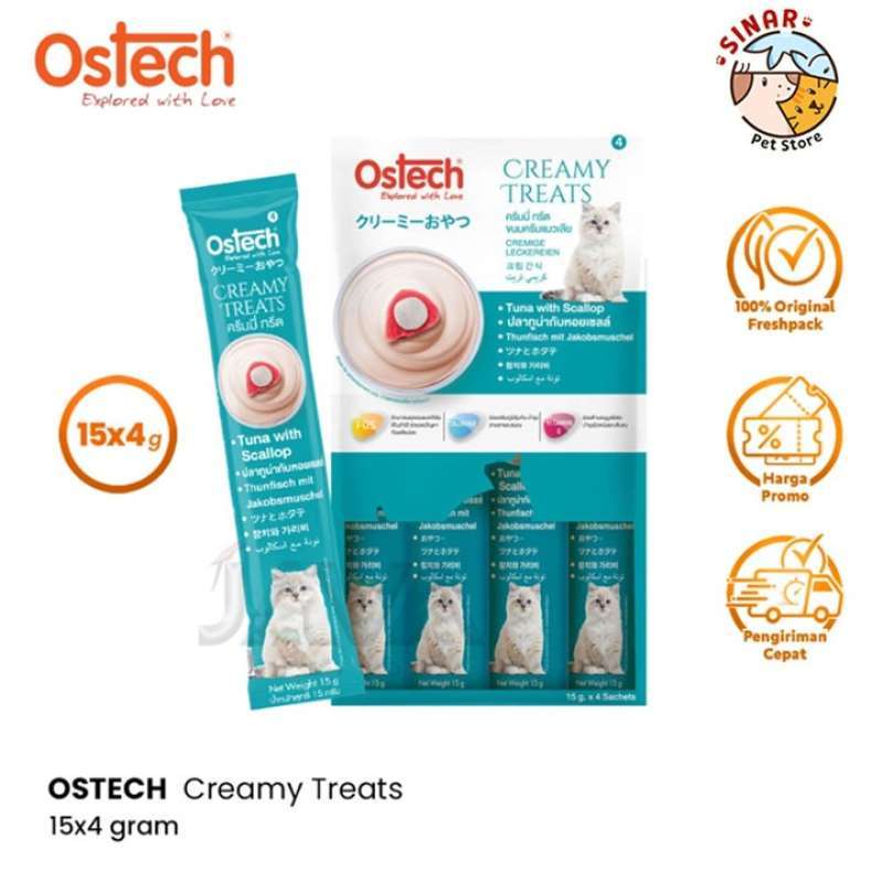 Jual Ostech Creamy 4 X 15gr Snack Kucing Liquid Cat Treat Jajan Cemilan ...