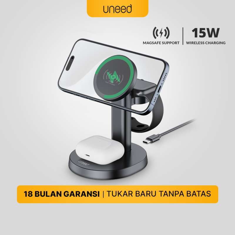 UNEED Magnetic Wireless Charger Stand 3in1 Fast Charging 20W UWA312