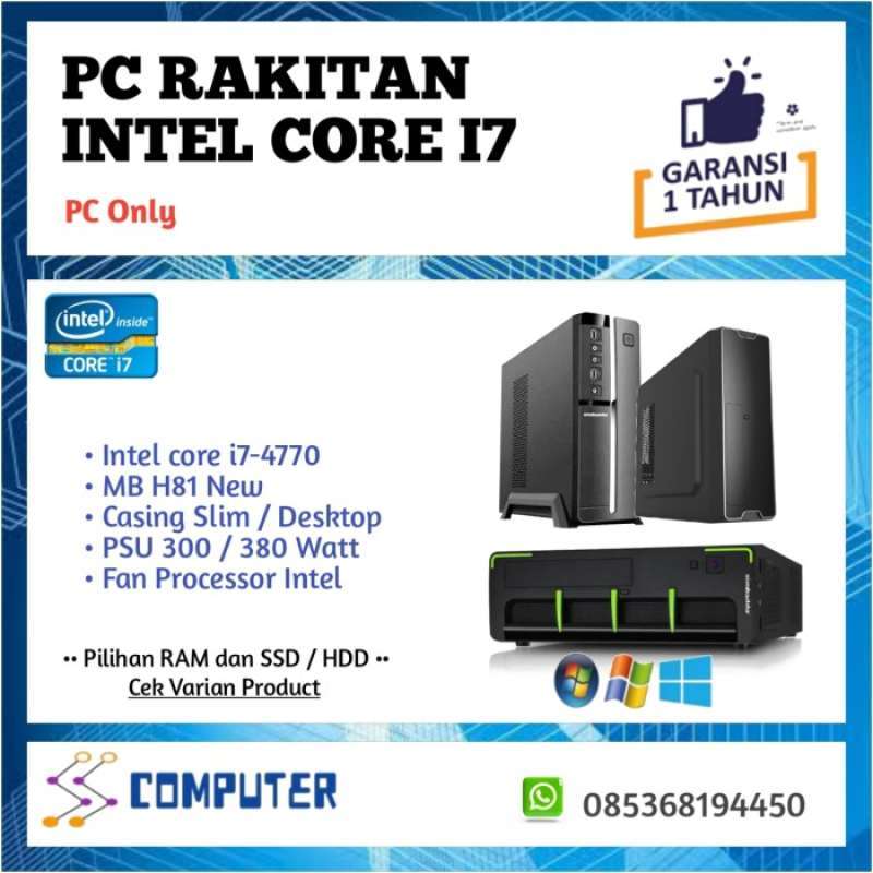 Promo Pc Komputer Rakitan Slim / Desktop Core I7 4770 Office / Kasir ...